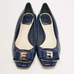 Dior Blue Patent Leather Ballet Flats Size 35.5
