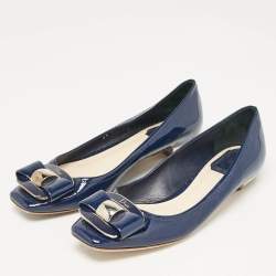 Dior Blue Patent Leather Ballet Flats Size 35.5