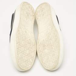 Dior Blue Denim and Leather Embellished Slip On Sneakers Size 39.5