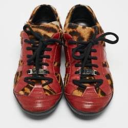 Pre Owned Dior Multicolor Calf Hair and Leather Lace Up Sneakers Size 37