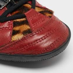 Pre Owned Dior Multicolor Calf Hair and Leather Lace Up Sneakers Size 37