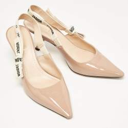 Pre Owned Dior Beige Patent J'Adior Slingback Pumps Size 39