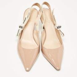 Pre Owned Dior Beige Patent J'Adior Slingback Pumps Size 39