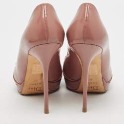 مملوكة مسبقًا Dior Pink Patent Leather Bow Chain Detail Peep Toe Pumps Size 40