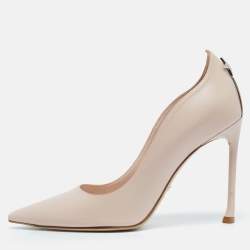 Pre Owned Dior Beige Leather Pointed-Toe Pumps Size 37.5
