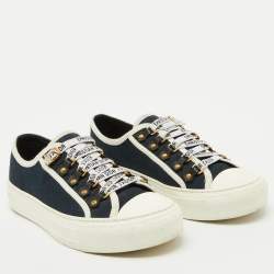Pre Owned Dior Navy Blue Canvas Walk'n'Dior Low Top Sneakers Size 38.5