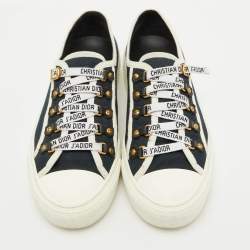 Pre Owned Dior Navy Blue Canvas Walk'n'Dior Low Top Sneakers Size 38.5