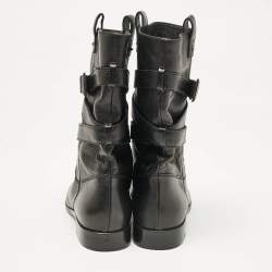 Pre Owned Dior Black Leather Mid Calf Riding Boots Size 39