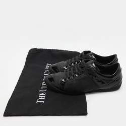 Dior Black Leather and Patent Leather Low Top Sneakers Size 36.5