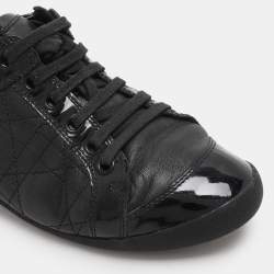 Dior Black Leather and Patent Leather Low Top Sneakers Size 36.5
