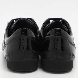 Dior Black Leather and Patent Leather Low Top Sneakers Size 36.5