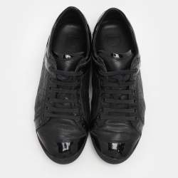 Dior Black Leather and Patent Leather Low Top Sneakers Size 36.5