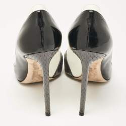 Dior Tricolo Leather and Python Leather Pointed Toe Pumps Size 42