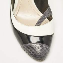 Dior Tricolo Leather and Python Leather Pointed Toe Pumps Size 42