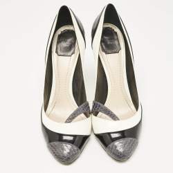 Dior Tricolo Leather and Python Leather Pointed Toe Pumps Size 42