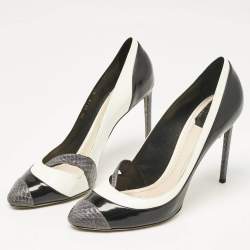 Dior Tricolo Leather and Python Leather Pointed Toe Pumps Size 42