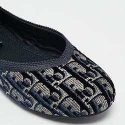 Dior Blue Oblique Embroidered Velvet Poeme Ballet Flats Size 39.5