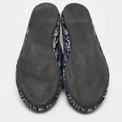 Dior Blue Oblique Embroidered Velvet Poeme Ballet Flats Size 39.5