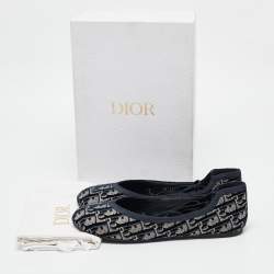 Dior Blue Oblique Embroidered Velvet Poeme Ballet Flats Size 39.5