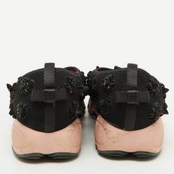 Dior Black Mesh Floral Embellished Fusion Slip On Sneakers Size 37.5