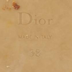 Dior Beige/Black Canvas and Leather Platform Wedge Sandals Size 38
