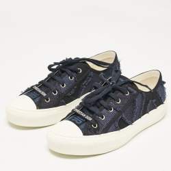 Pre Owned حذاء رياضي ديور عنق منخفض واكن ديور مطاط وكانفاس أبيض/أسود مقاس 39