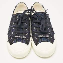 Pre Owned حذاء رياضي ديور عنق منخفض واكن ديور مطاط وكانفاس أبيض/أسود مقاس 39