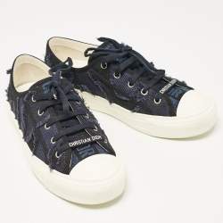 Pre Owned حذاء رياضي ديور عنق منخفض واكن ديور مطاط وكانفاس أبيض/أسود مقاس 39