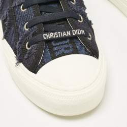 Pre Owned حذاء رياضي ديور عنق منخفض واكن ديور مطاط وكانفاس أبيض/أسود مقاس 39