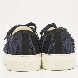 Pre Owned حذاء رياضي ديور عنق منخفض واكن ديور مطاط وكانفاس أبيض/أسود مقاس 39