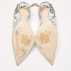 مملوكة مسبقًا Dior Silver Floral Printed Leather Cherie Pumps Size 37.5