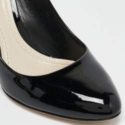 Pre Owned Dior Black Patent Leather Cannage Block Heel Pumps Size 37.5