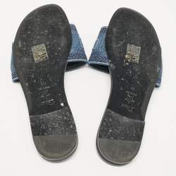 Dior Blue Denim Dway Flat Slides Size 39