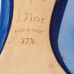 Pre Owned Dior Black/Blue Mesh and Suede Pointed Toe Pumps Size 37.5