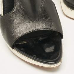 Pre Owned Dior Black/Gold Leather Bow Cut Out Platform Pumps Size 38