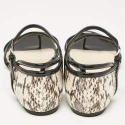 Dior Beige/Black Python and Patent Leather Venus Flat Sandals Size 40