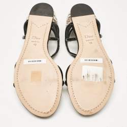 Dior Beige/Black Python and Patent Leather Venus Flat Sandals Size 40