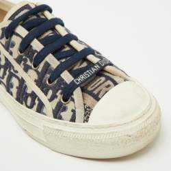 Pre Owned Dior Navy Blue/White Oblique Canvas Walk'n'Dior Low Top Sneakers Size 37.5
