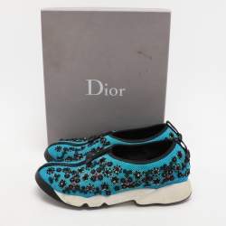 مملوكة مسبقًا Dior Turquoise Mesh Fusion Slip On Sneakers Size 39