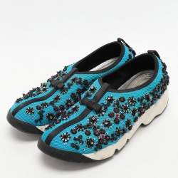 مملوكة مسبقًا Dior Turquoise Mesh Fusion Slip On Sneakers Size 39