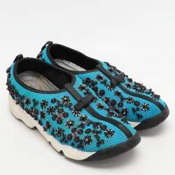 مملوكة مسبقًا Dior Turquoise Mesh Fusion Slip On Sneakers Size 39