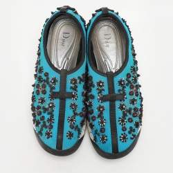 مملوكة مسبقًا Dior Turquoise Mesh Fusion Slip On Sneakers Size 39