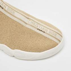 Pre Owned Dior Gold Glitter Stretch Fabric Sock High Top Sneakers Size 38.5