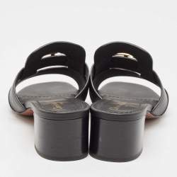 Dior Black Leather 30 Montaigne Block Heel Slide Sandals Size 40