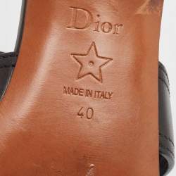 Dior Black Leather 30 Montaigne Block Heel Slide Sandals Size 40