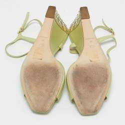 Dior Light Green Leather Cannage Wedge Ankle Strap Sandals Size 41