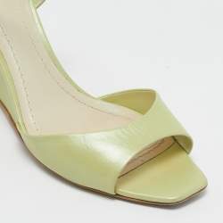 Dior Light Green Leather Cannage Wedge Ankle Strap Sandals Size 41