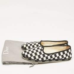 Dior Black/White Canvas Damiere Ballet Flats Size 40