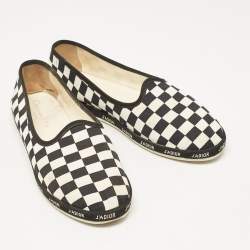 Dior Black/White Canvas Damiere Ballet Flats Size 40