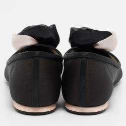 Pre Owned Dior Black/Beige Chiffon and Satin Garden Ballet Flats Size 35